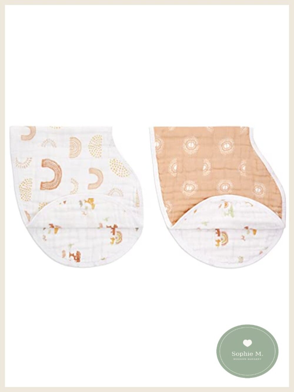 Cotton Muslin Burpy Bib 4 Layer Soft Absorbent 2 Pack